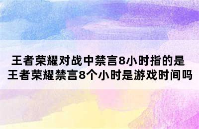 王者荣耀对战中禁言8小时指的是 王者荣耀禁言8个小时是游戏时间吗